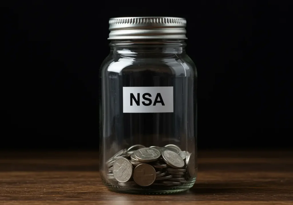 Barattolo trasparente usato come salvadanaio