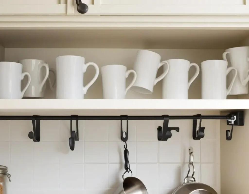 Ganci sotto pensile per appendere tazze e liberare spazio nei mobili
