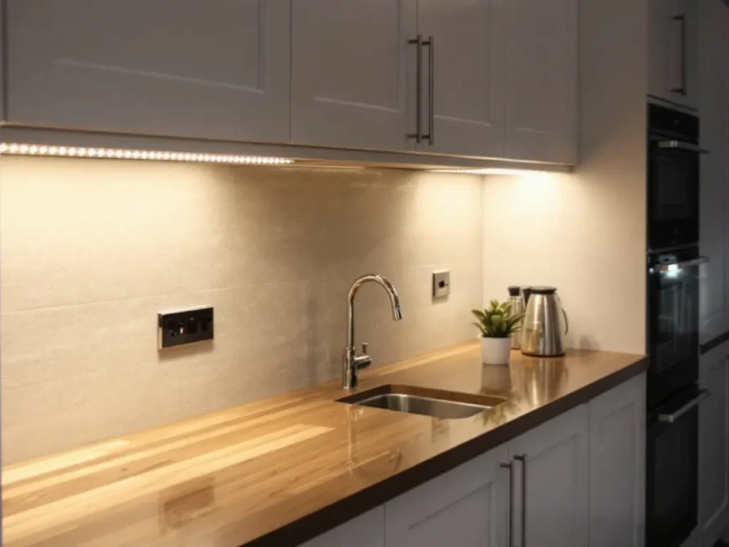 Strisce LED sotto pensili per illuminare il piano di lavoro