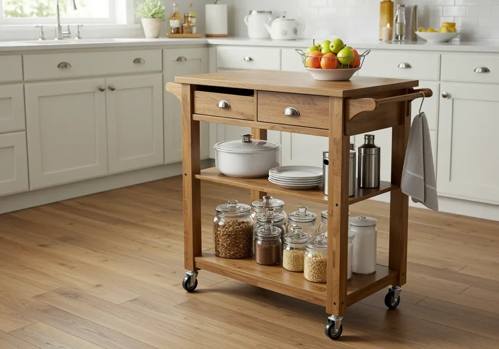 Materiali per carrelli da cucina: legno, metallo e plastica