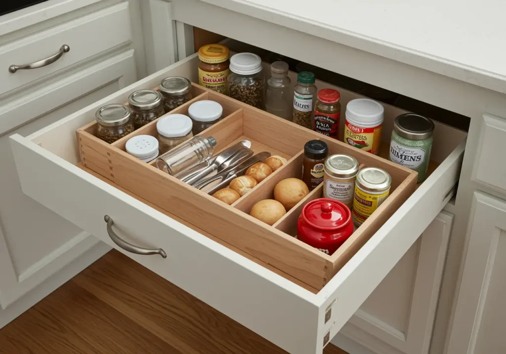 Divisori e organizer nei cassetti per una cucina più ordinata