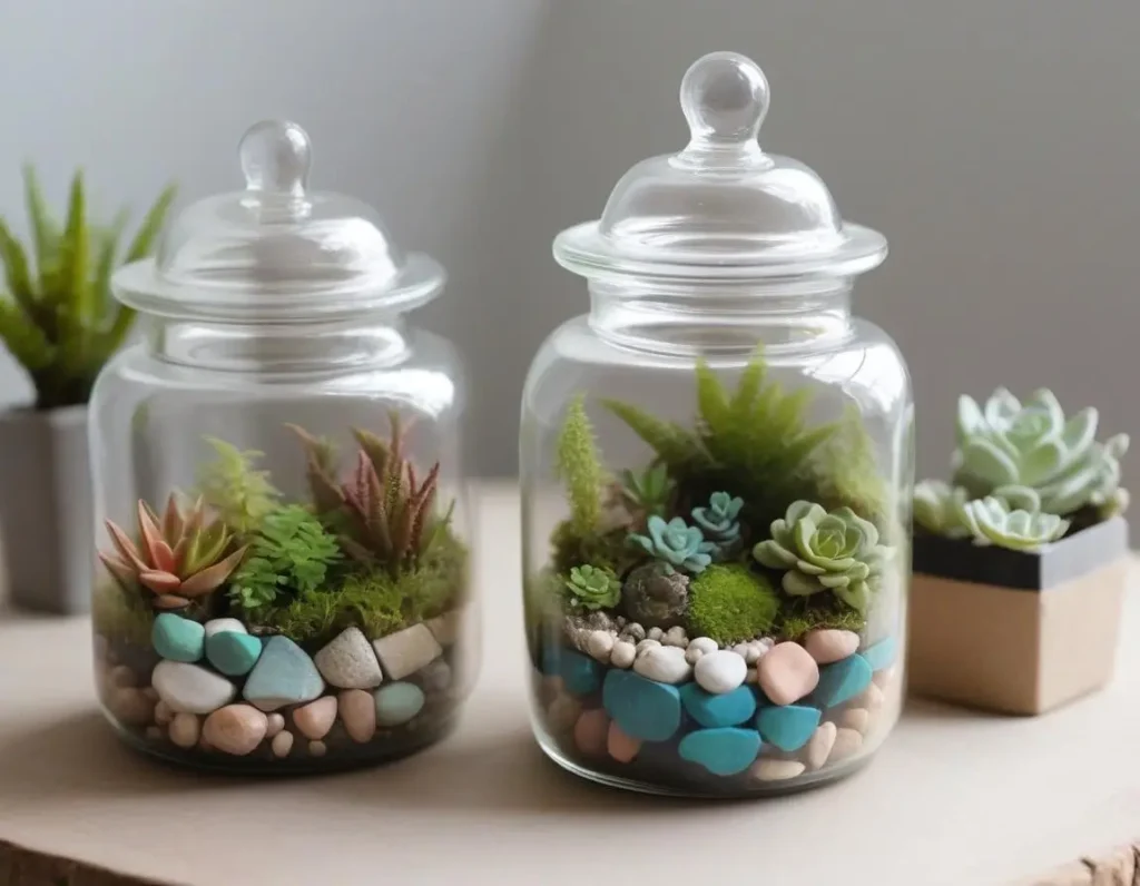 Mini terrario dentro barattolo di vetro