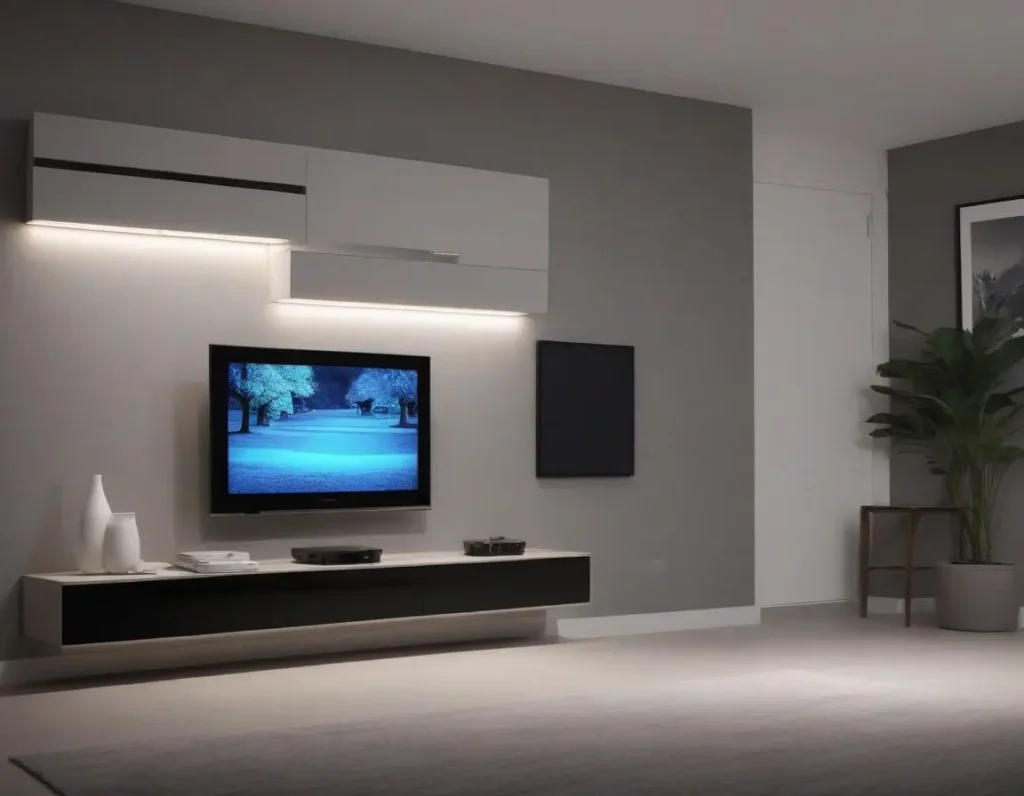 Parete TV moderna con LED retroilluminati